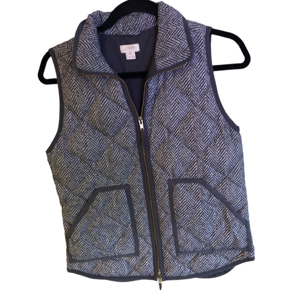 J.Crew Herringbone Down Vest W/ Snap Closure Pockets GUC Size XS - Picture 2 of 6